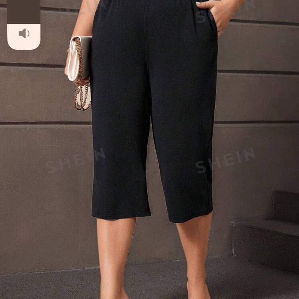 SHEIN EMERY ROSE Plus Solid Capris Pants - Picture 2 of 12
